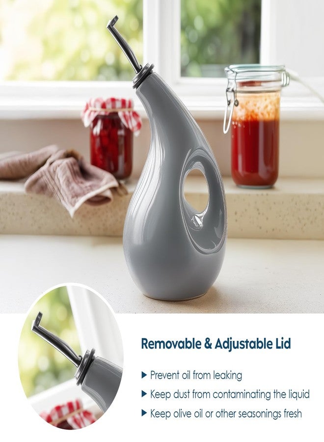 Decor & More - Ceramic Oil Dispenser 500 ML | Oil Container for Kitchen Decor | Oil Dispenser with Adjustable Removal Steel Lid for kitchen storage | Grey set of 1 - Image 3